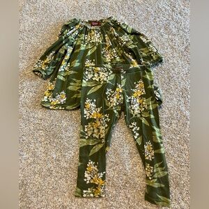 Milkbarn green floral set 12-18 months